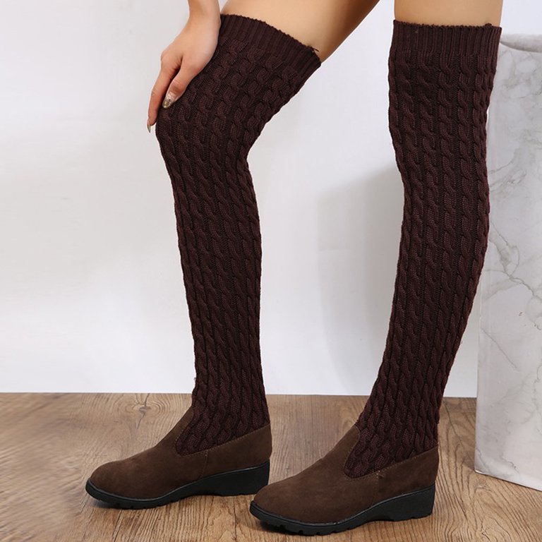 kakina CMSX Women Boots Over the Knee Knitting Socks Shoes,Winter 
