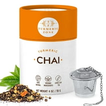 Turmeric Zone - Organic Turmeric Chai Tea with Cardamom - 4 oz - Loose Leaf Chai with a Complimentary Stainless Steel Tea Infuser