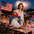 thumbnail image 2 of Fuebueo Women's Patriotic Tote Bag, July 4th American Independence Day Themed Quilted Shoulder Bag, American Flag Eagle Peace Symbol Wallet, Large Capacity Travel Canvas Tote Bag, Perfect Gift（D）, 2 of 6