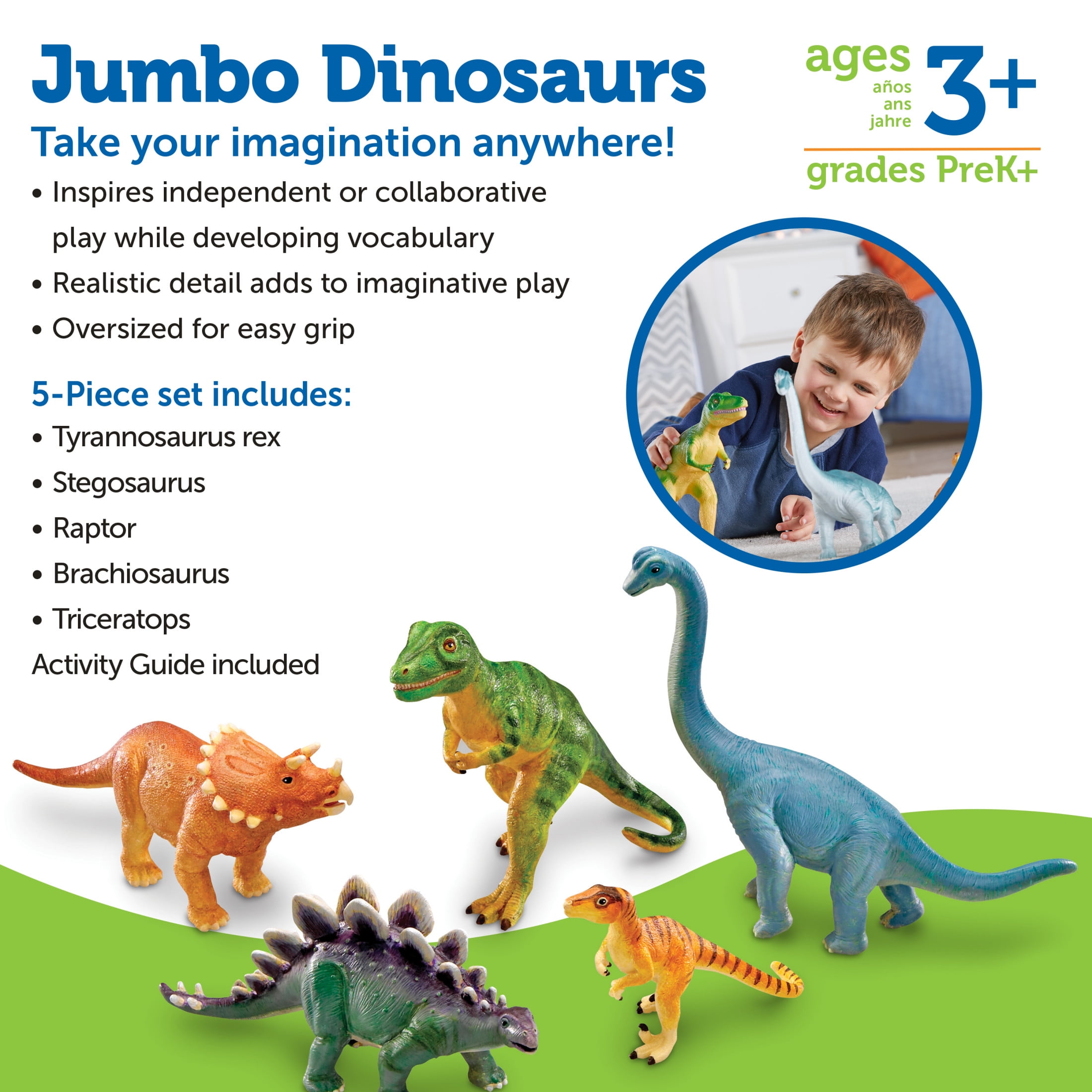 Learning Resources Jumbo Dinosaurs Set 1, Toddler Outdoor Toys, Animal Figurines, Ages 3+