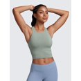 thumbnail image 2 of Top CRZ YOGA sin costuras, acanalado, espalda nadadora, con relleno, verde oscuro, talla L, 2 of 7