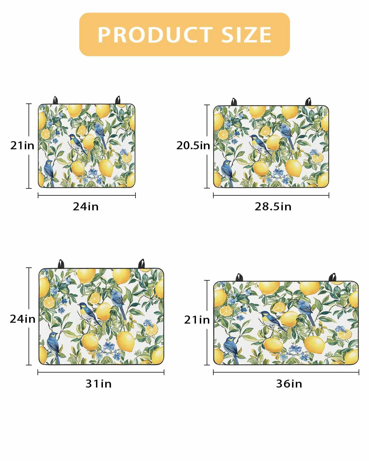 nqOlkjepod Large Induction Cooktop Protector Mat 36"x21", Botanical Lemon Stove Top Covers for Electric Stove, Watercolor Blue Birds Green Leaves Stove Burner Cover Mats, Glass Top Stove Cover