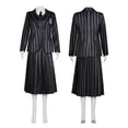 thumbnail image 3 of Disfraz de Cosplay familiar de Wednesday Addams para adultos y niños, uniforme escolar, chaqueta, falda, traje para mujer, ropa de fiesta de Halloween, 3 of 4