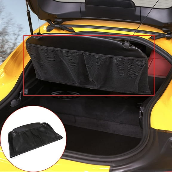 Car Trunk Organizer for Toyot@ Supr@ GR A90 A91 MK5 2018-2022, Foldable Car Storage Organizer with 2 Mesh Pockets, Leather Trunk Organizer, Durable Net Storage for More Trunk Space, Black