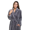 thumbnail image 3 of Turquaz Linen Women’s Fleece Shawl Collar Soft Plush Knee Length Spa Robe (Gray, XXL), 3 of 5