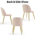thumbnail image 2 of Newnno Velvet Modern Dining Chairs Set of 4, Upholstered Armless Accent Side Chair with Metal Legs for Kitchen Dining Room, Pink, 2 of 6
