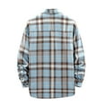 thumbnail image 3 of Mens Flannel Shirt Long Sleeve Fashion Casual Collar Regular Fit Plaid Shirt Lightweight Versatile Fall Button Classic Basic Tops With Pocket Light Blue XXL, 3 of 4
