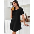 thumbnail image 3 of EKOUAER Nightgowns for Women Pleated Nightshirts Short Sleeve Sleepshirts Crew Neck Sleepwear Soft Night Gown Sleepdress, 3 of 6