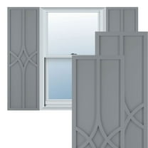 Ekena Millwork 18"W x 43"H True Fit PVC Cedar Park Fixed Mount Shutters, Ocean Swell (Per Pair - Hardware Not Included)