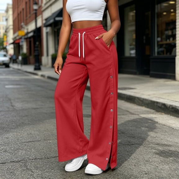 Women's High Rise Wide Leg Denim Jeans With Pockets Elastic Waist Drawstring Wasit Pants Casual Straight Trousers For Trendy Style