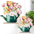 thumbnail image 2 of 1PC Wooden Flower Sign Figurine Wooden Desktop Ornament Decorative Block For Tabletop Green, 2 of 6