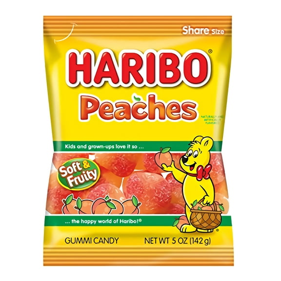 Haribo, Peaches Gummi Candy, 5 Oz, 12 Ct