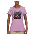 thumbnail image 2 of If You're Nice I Might Let You Live With Me Colorful Cat Animal Lover Womens Graphic T-Shirt, Light Pink, 3XL, 2 of 3