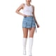 thumbnail image 2 of Falda de mezclilla para mujer INSPIRE CHIC, skort con cremallera decorativa, estilo Y2K, de cintura alta, falda corta de mezclilla tipo envoltura, 2XL, azul grisáceo, 2 of 6