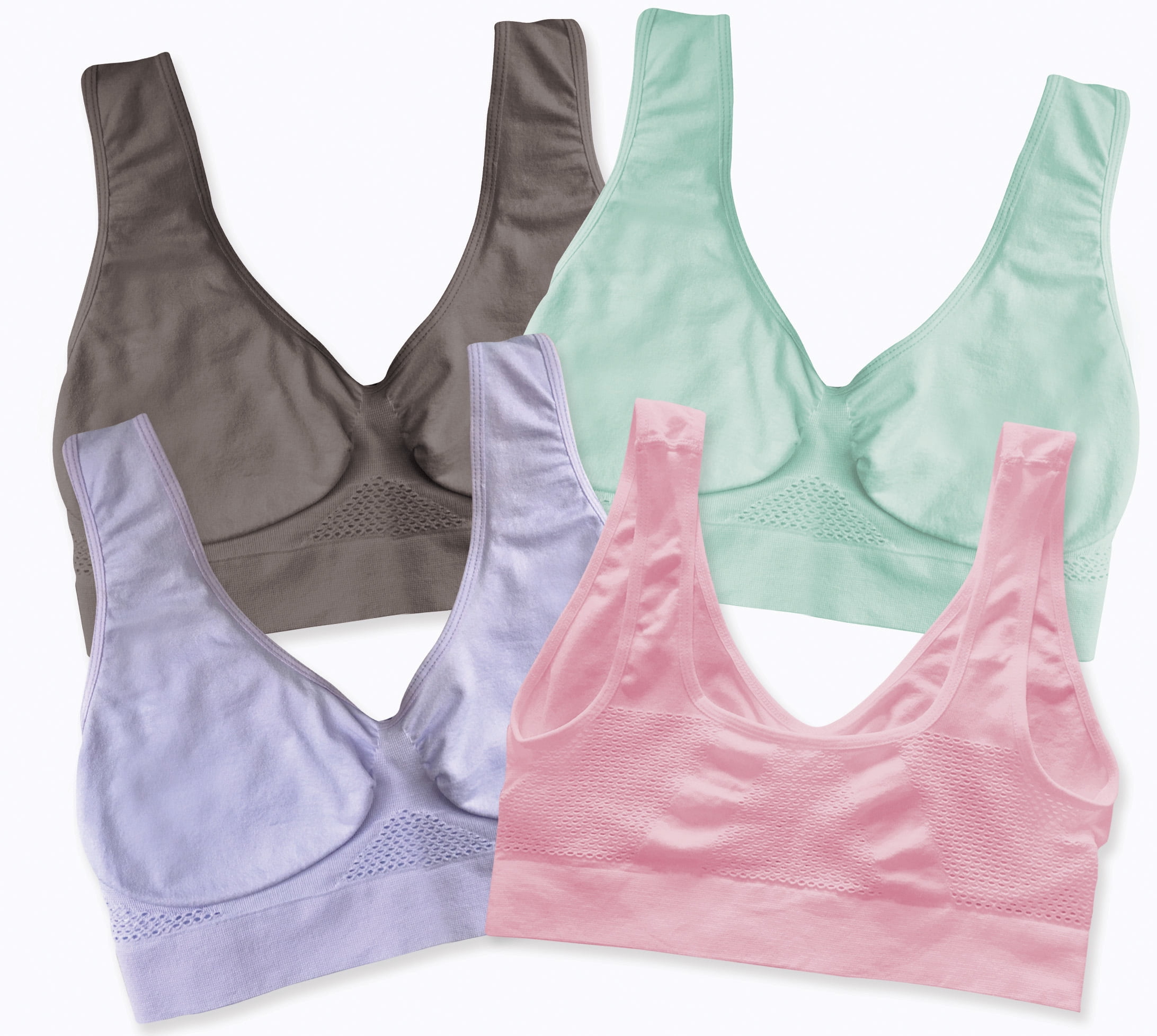 Pretty Seamless Women's Nylon Breathable Comfort Bra (4-Pack)