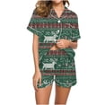 thumbnail image 4 of VBTAPA Women Christmas Pajamas Shorts Sets Xmas Printed Short Sleeve Button Down Shirt and Shorts Matching Lounge Set 2 Piece Pjs Sleepwear Multicolor#32 S, 4 of 8