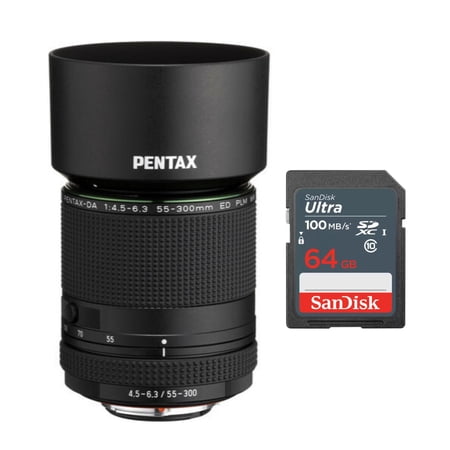 UPC: 0196271112037 | Pentax HD PENTAX-DA 55-300mm f/4.5-6.3 ED PLM WR RE Lens with 64 GB Memory Card