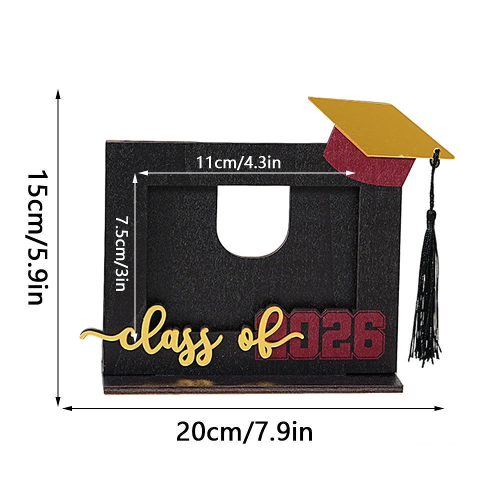Fufafayo 5Pcs 2026 Graduation Photo Frame, Bachelor Cap Tassel Keepsake, Wooden Desktop Ornament For College High Study Graduation Decor, Tabletop Display For Senior Party Gifts