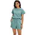 thumbnail image 3 of DARING DIVA Women's Summer 2 Pieces Outfits Short Sleeve Tops Shorts L Green, 3 of 7