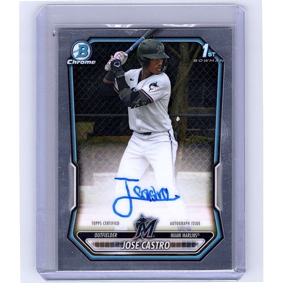 Collectible 2026 Bowman Chrome Topps Jose Castro Auto CPA-JCA Miami Marlins Baseball Card Miami Marlins MLB Autographed Baseball Trading Card