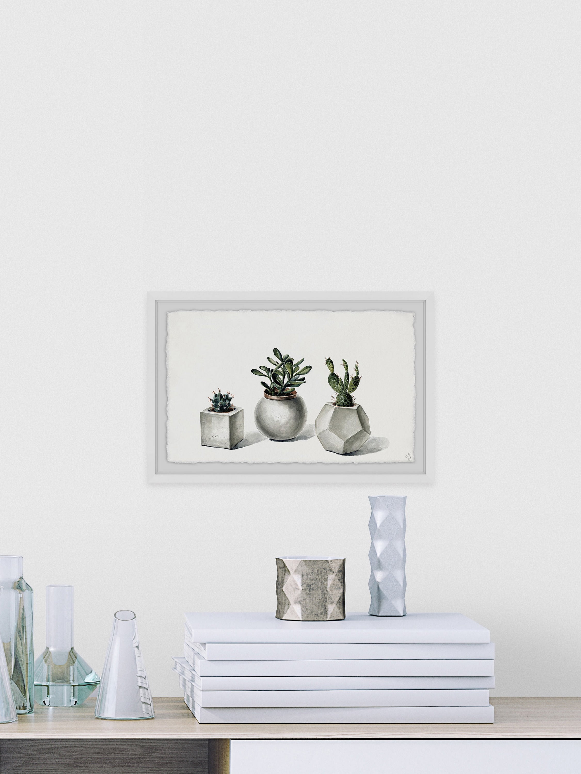 Planted Cacti Framed Painting Art Print, 24.00" x 1.50"