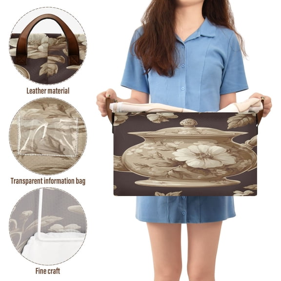 BZSMCE Collapsible Fabric Cube Storage Bins Fea Pot Decorate with Forals Design Pattern Storage Box