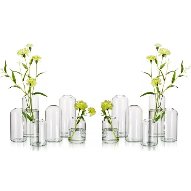 Glasseam Clear Bud Vases Set of 12 Modern Small Glass Cylinder Vase for ...