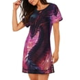 thumbnail image 2 of Sikiie Neon Futuristic Dragon Print Women's Short-sleeved Nightdress, Round Neck Pullover Nightdress Pajamas Summer Home Wear, 2 of 6