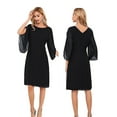 thumbnail image 3 of Womens Chiffon Dresses Flutter Sleeve Party Wedding Cocktail Dress Black S, 3 of 7
