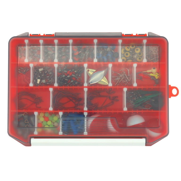Tomshine 263pcs Fishing Accessories Set with Tackle Box Including Plier Jig Hooks Weight Swivels Snaps Slides, Size: 12, Red