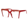 thumbnail image 1 of Womens Gold Metal Stud Crop Bottom Oversize Cat Eye Eyeglasses Red, 1 of 4