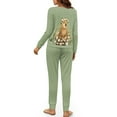 thumbnail image 5 of HELLHERO Capybara Daisy Printed Womens Pajama Sets Soft Sleepwear Long Sleeve Top and Pants Pjs Set Crewneck Loungewear with Pockets, L, 5 of 5