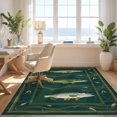 thumbnail image 3 of Design&I 8'x10' Washable Area Rug Bass And Pike Lake Scene With Wildlife Lure Border Design Fishing Flowing for Living Room, Family Extra Large Skid-Resistant Low Profile, 3 of 7
