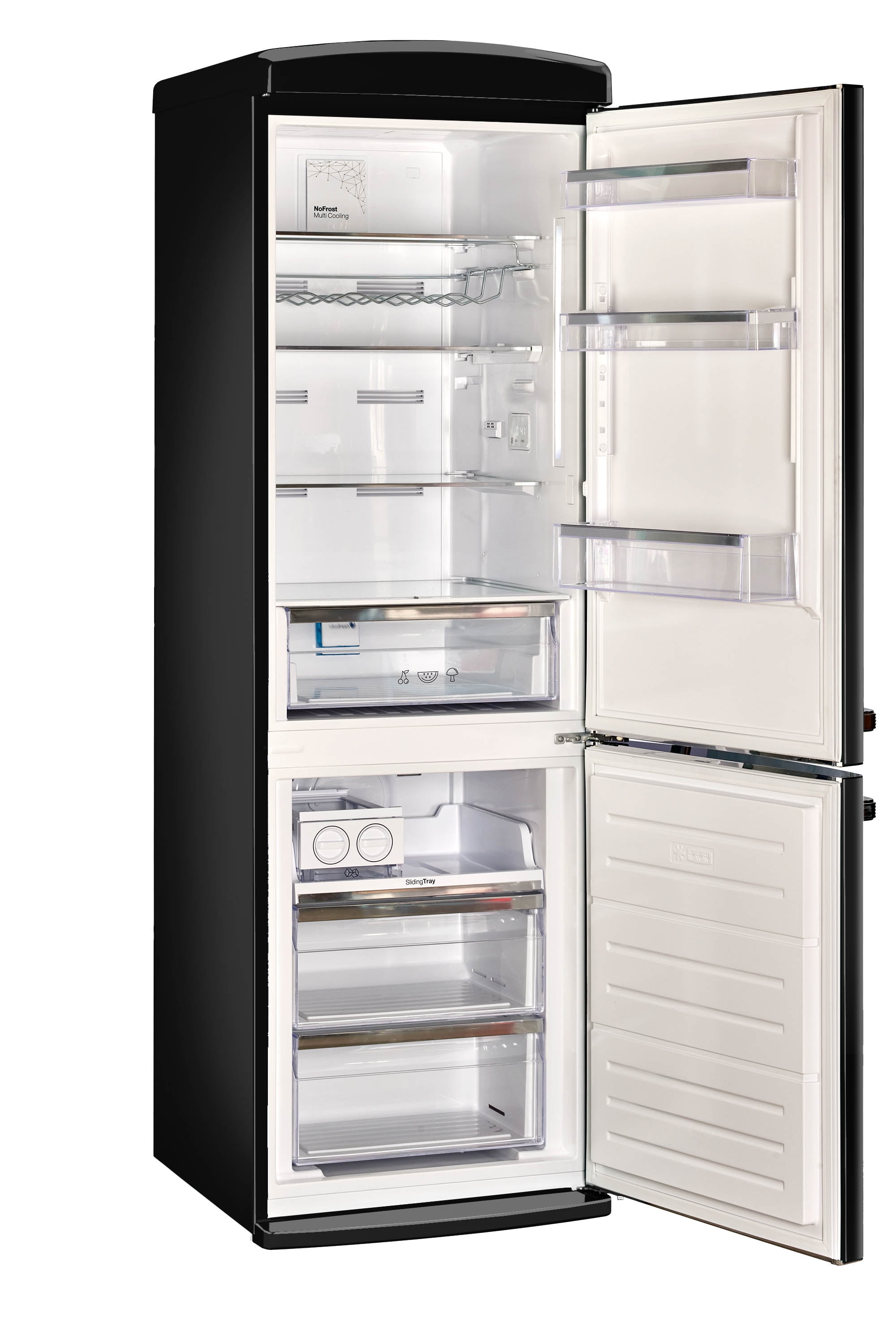 Classic Retro 24 In 12 Cu.ft. Bottom Mount Refrigerator Auto Defrost, Eenergy Star Certified, Counter Depth with Manual Ice maker