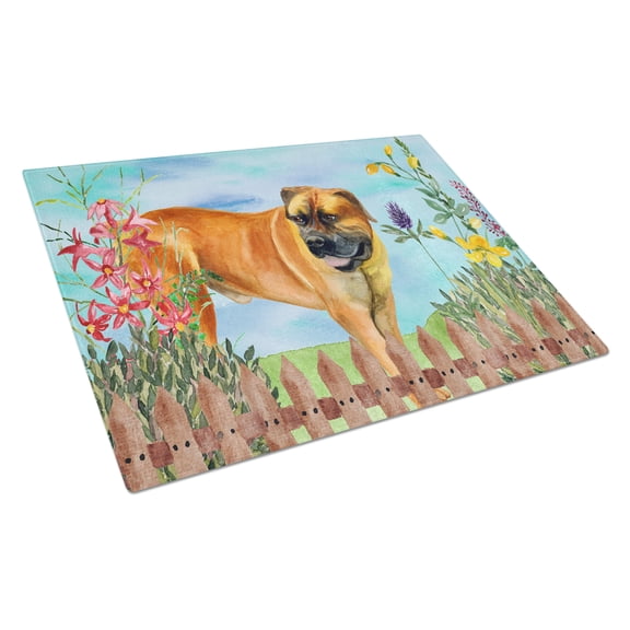 Caroline's Treasures Boerboel Mastiff Spring Glass Cutting Board Large
