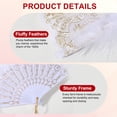thumbnail image 3 of Uxcell Embroidered Flower Marabou Feather Fan, Vintage Folding Handheld Fan for Costume Party Dancing Wedding Show White, 3 of 6