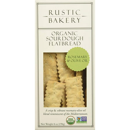 Gourmet Flatbread Crackers Rosemary & Olive Oil 6 oz. (1) - Handmade using natural ingredients Non GMO, Certified Organic, Natural Sourdough - perfect for snacking with fine cheeses Rustic Bakery - (Best American Snacks To Try)
