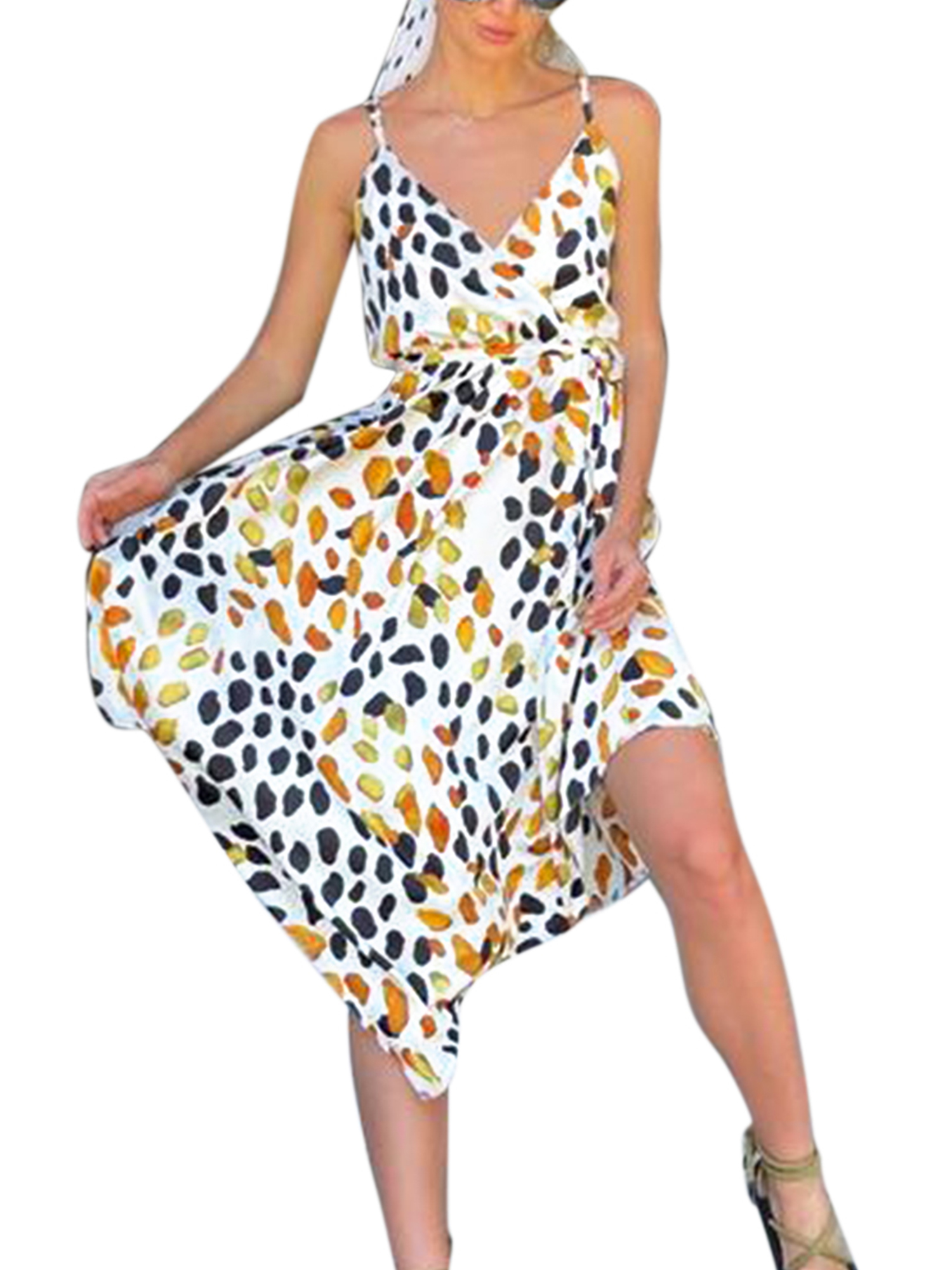 white flowy spaghetti strap dress