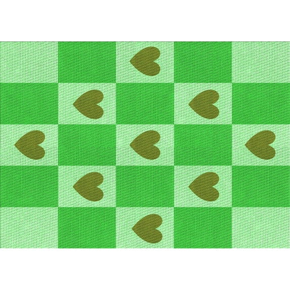 Ahgly Company Machine Washable Indoor Rectangle Transitional Neon Green Area Rugs, 2' x 5'