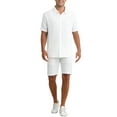 thumbnail image 2 of INSPIRE CHIC Mens Linen Shirts Short Sleeve Button Down Beach Summer Camp Collar Shirt L White, 2 of 5