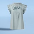 thumbnail image 3 of QASIEATN Trendy Essentials Clothing for Women: Delicate Sleeveless Blouse Bow Tie Neck Cap Sleeve Casual Shirt Fall Fashion Outfits for Women, 3 of 5
