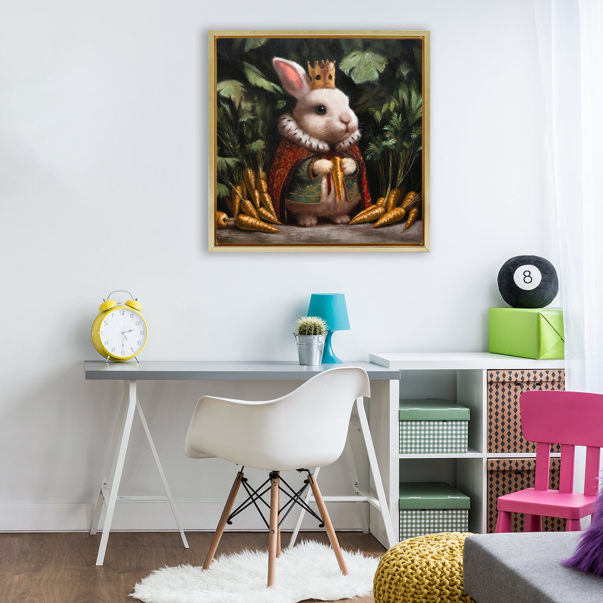 Stupell Industries Carrot Gold Royal Rabbit Gold Framed Floater Canvas Wall Art, design by Lucia Heffernan