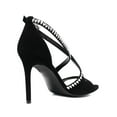 thumbnail image 4 of XYD Women Open Toe Teardrop Rhinestone Studded Sandals Cross Strap Stiletto High Heels Sexy Cocktail Party Date Shoes Size 15 Black, 4 of 4