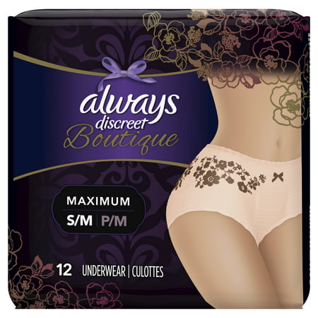 Always Discreet Boutique Maximum Protection Adult Incontinence Underwear for Women - Peach - S/M - 12ct