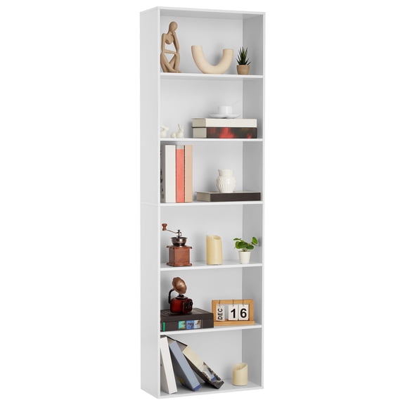 TEQIN 6 Tiers Tall Bookcase,Display Storage Shelves 70” Tall Bookcase Book Shelves Wooden Bookshelves For Home Office, Living Room, Bed Room