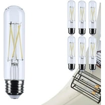 Satco S12526 LED T10 Light Bulbs 8W 120V 4000K E26 Medium Base Dimmable (6 Pack)