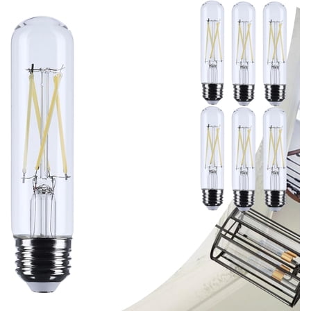 Satco S12526 LED T10 Light Bulbs 8W 120V 4000K E26 Medium Base Dimmable (6 Pack)