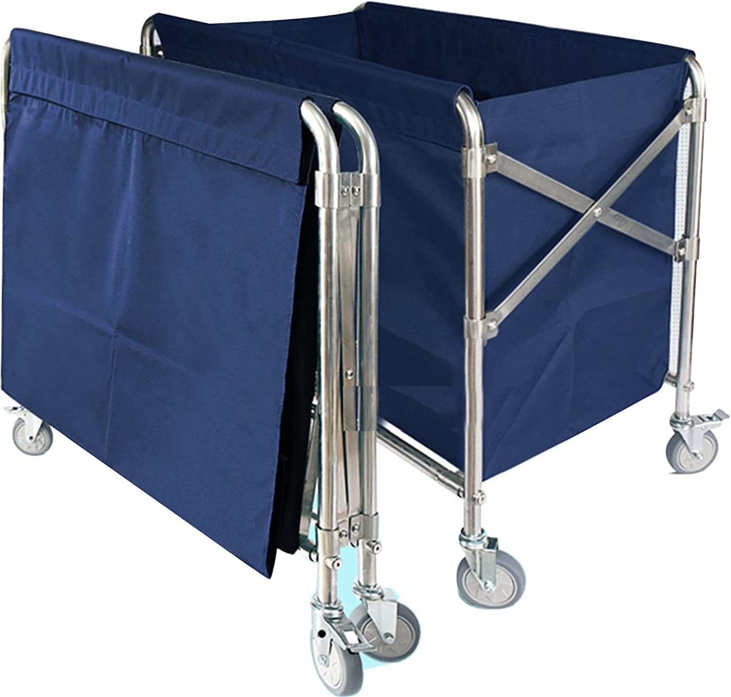 Folding Commercial Laundry Basket with Wheels Rolling Laundry Cart
