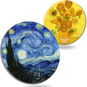 Coasters for Drinks Van Gogh Art Ceramic Coasters - Use 2 Famous Van Gogh Paintings, Unique Housewarming Gifts for New Home Decorative by
