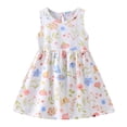 thumbnail image 1 of Robes pour Bébé Fille Robe d'Été Sans Manches à Fleurs Décontractée pour Vacances à la Plage et Usage Quotidien Robe Blanche 5 Ans-6 Ans, 1 of 4
